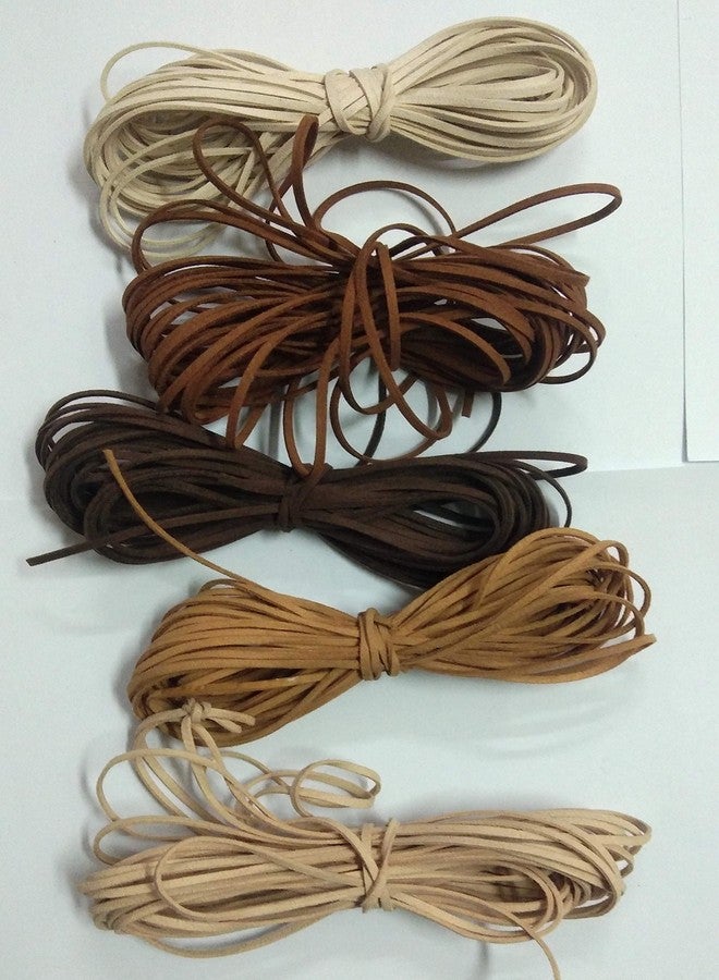 OMX 50 Mtr (10 Mtr Each Colour - 5 Colours) Size- 3x1.4mm Faux Suede Cord Roll String Leather Lace Beading Thread Leather Cording for Jewelry Makings, As Image Colour